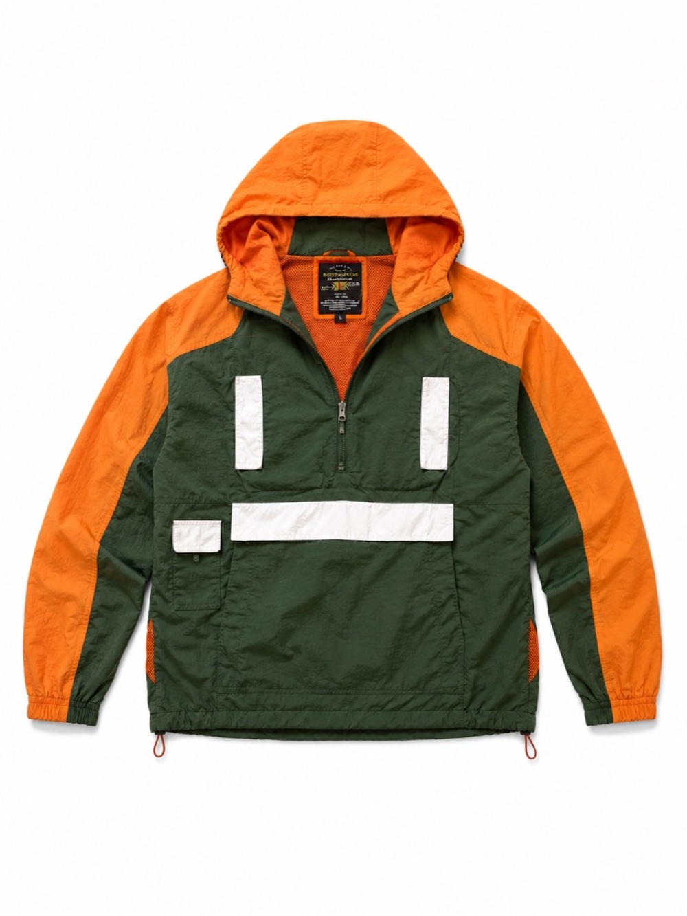 Bleecker & Mercer Colorblock Hooded Half Zip Windbreaker Jacket Men's Large
